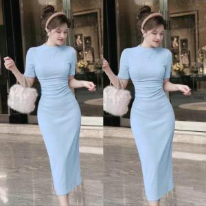 Đầm Cổ Tròn Ôm Body Thun Gân Sang Chảnh Xịn Mịn/ Đầm HotGirl / FREE Size < 55kg