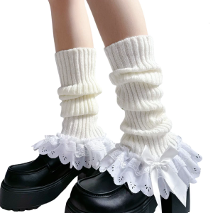 Girls Lolitas Ruffle Frilly Leg Warmers Knitted Leg Sleeves Goth Crochet Ankle Heap Socks JK Foot Covers