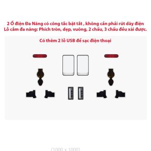 Công Tắc Thông Minh Wifi TUYA Hình Chữ Nhật Cảm Ứng 3 nút + Ổ điện EU