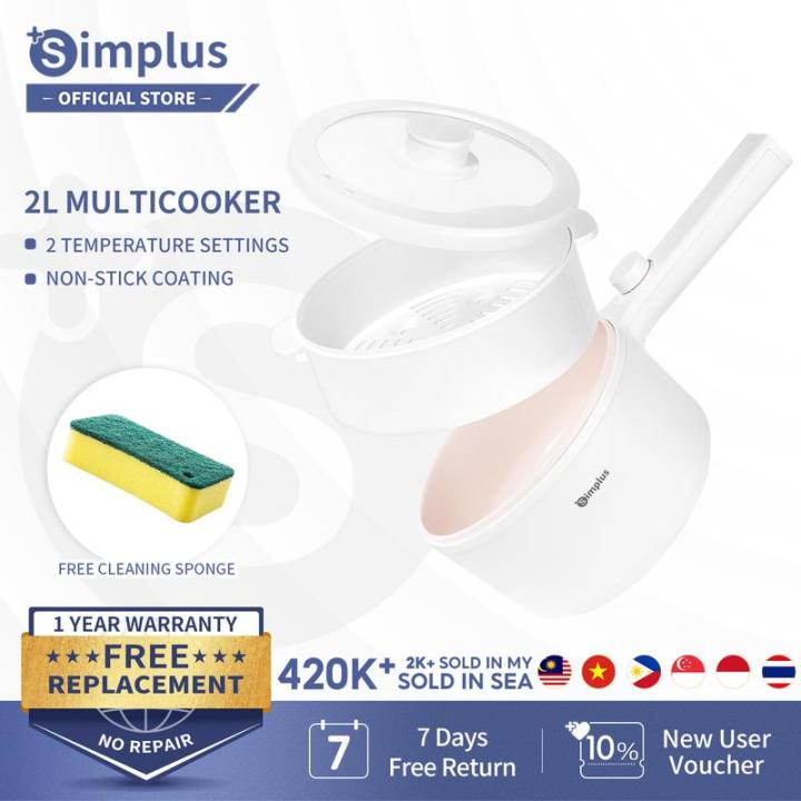 Simplus multicooker with steamer 2L/1.5L electric hot pot cooker non ...