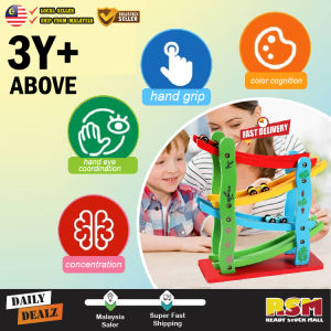 Multicolor Miniature Speeding Car Slider Educational Toys Wooden Race Ramp Track Toddler Games / Mainan Kayu Kereta