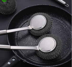 Bàn chải nồi inox 304 có tay cầm bàn chải vệ sinh nhà bếp đặc biệt dây tay cầm dài 32cm