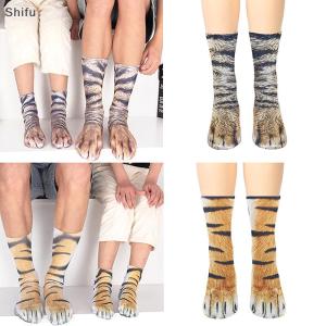 [ShiFu] Sáng Tạo Động Vật Chân In Phụ Nữ Trung Ống Vớ Phim Hoạt Hình Mèo Hổ Vịt Móng Vuốt Phụ Nữ 3D In Vui Động Vật Giữa Vớ