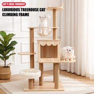 Cat Condo Large Cat Solid Wood Condo Scratching Tree Luxury Cat House Cat Tree tower Post