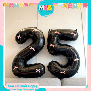 TẶNG KÈM NƠ - Bong Bóng Số Tuổi Kèm Nơ Hot Trend Hàn Quốc Trang Trí Sinh Nhật MBBDECOR