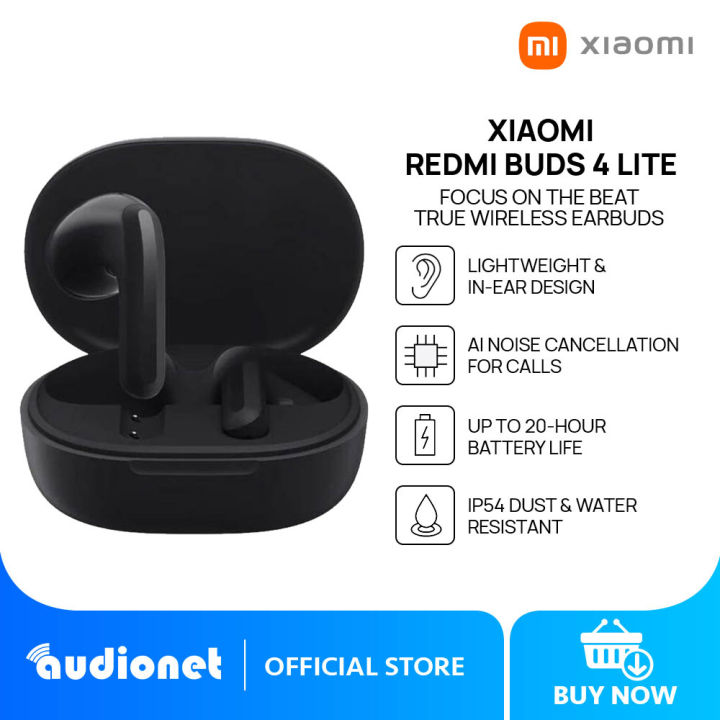 Xiaomi Redmi Buds 4 Lite, True Wireless Earbuds, IP54 Dust and Water  Resistance, AI Noise Cancellation, Up to 20 Hours Battery Life