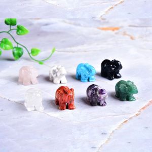 christmas decoration items christmas decorations for home XYAX(XUNJIE) Handmade Carved Natural Amethyst Elephant Rose Quartz Obsidian Elephant Statue Christmas Present Small Decoration Stone Crafts