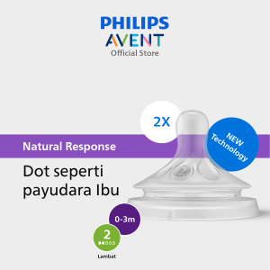 Philips Avent | Dot Bayi Botol Susu | Natural Response | Dot Seperti Payudara Ibu | 0-3M | SCY962/02
