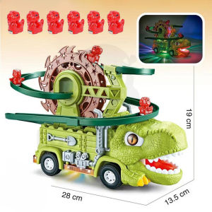 Dinosaur Toys Race Track Dinosaur Automatic Stair-Climbing Cartoon Race Track Set Funny Dino Escalator Toy Dinosaur Race Track