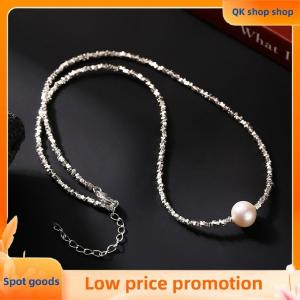 ✨QK shop✨ Fashion Clavicle Chain Broken Silver Irregular Pearl Necklace Bracelet for Women Wedding Party Birthday Vintage Jewelry Gifts