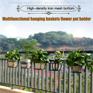 Outdoor Iron Wall Hanging Rack for Planting Orchid and Flower Baskets 90cm in Length