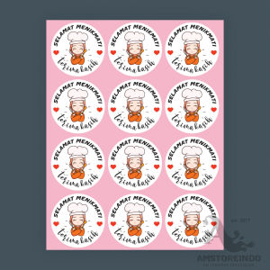 60Pcs Thank You Sticker Selamat Menikmati Chef Hijab TY035