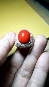 cincin batu akik red koral marjan asli natural