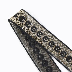 5Yards Embroidery Lace Sequins Ethnic Ribbon Dress Decor Clothes Bag Curtain Trimming Sewing Fabric