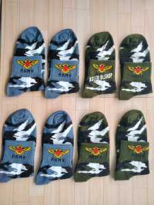 KAOS KAKI ARMY TEBAL ANTI BAU / COD 10 PASANG KAUS KAKI SPORT BAHAN SPANDEK MODEL LORENG TENTARA / KAOS KAKI PENDEK /KAOS KAKI LORENG 3/4 BAHAN SPANDEX TEBAL / KAOS KAKI SPORT PENDEK