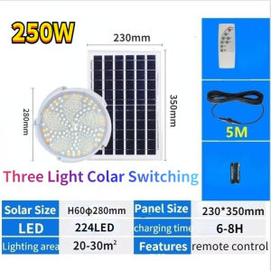 Solar Ceiling Light 450W Solar Light Tri-color Switch Light Indoor Pendant Light Remote Control Solar Light Indoor Light Decorative Light Super Bright Suitable for Bedroom Kitchen Bathroom Corridor Stairs Living Room