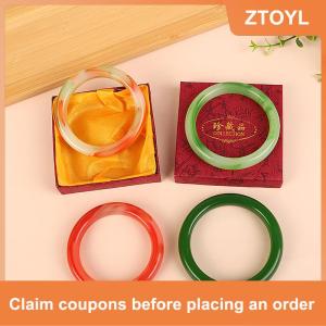 【ZTOYL】 Bất jadeite băng tự nhiên màu xanh lá cây Jade Bangle Vòng đeo tay sang trọng cho phụ nữ quà tặng bạn gái