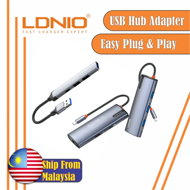 LDNIO USB A / C Hub Adapter DS-16H 6 in 1 / DS-15H 5 in 1 HDMI , LAN RJ45 , USB 3.0 , PD Port 5GBPS Transmission Speed