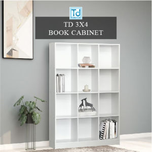 White Bookcases Book Shelf Filing Cabinet Wooden Cabinet Open Shelf Display Cabinet Book Storage| Multi Function File Storage Cabinet 多格组合书柜 Kabinet Buku Almari Buku Stor Simpanan