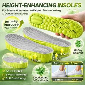 【Deodorizes/Antibacteria】Invisible Inner Height-increasing Insoles Soft Elastic Insole Sports Shock-absorbing Height-increasing Insoles