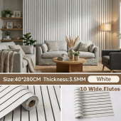 3D PVC Fluted Panel Wallpaper Self-Adhesive Premium Wood Texture Wall Sticker 40x280cm 3.5MM Thickened Waterproof Foam Panels For Wall Kitchen Bedroom Wall Decor [READY STOCK]