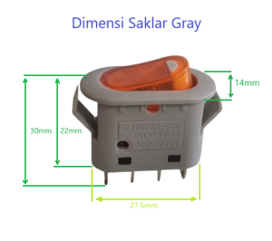 Rocker Switch Saklar Bulat Oval 4kaki 16A On Off with LED