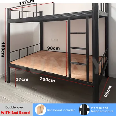 SUNNY Double Deck Bed Thickened Full Steel Bunk Bed Heavy Duty Bed Frame Iron Bed Loft Bed For Home/Dormitory/School