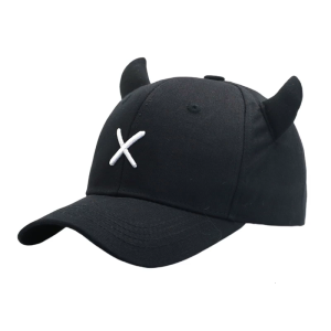 Women Baseball Hat Cartoon Horn Lovely Horn Fun Letter Hat for Idol Concert Shows Embroidery Caps for Adults
