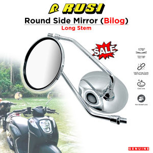 Rusi Swish Mono 110 | Round Circle Side Mirror Chrome Long Stem (BILOG) Stainless Aluminum
