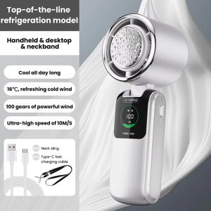 Ice Cooling Portable Neck Fan 5-Speed Turbo Wind Foldable Hands Free Cooler 4000mAh 9H Battery Travel Outdoor