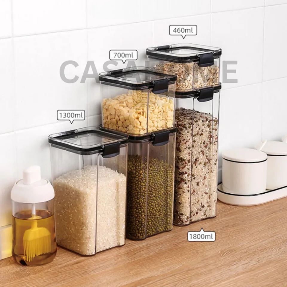 CASA Easy Food Storage Container Plastic Kitchen Refrigerator Noodle Box  Multigrain Storage Tank Transparent Sealed Cans