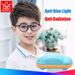 IMPALA FL1838Q Fashion Kids Anti Blue Light Glasses for Boys and Girls Anti Fatigue Eyeglasses Block Blue Light UV400 Protect Childrens Eyesight With Cute Glasses Case