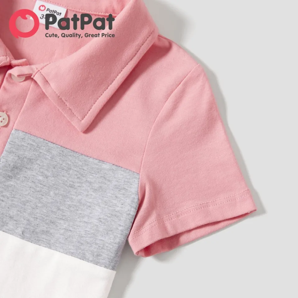 PATPAT Family Matching Outfits - Colorblock T-Shirts & Swiss Dot Belted Dresses, Sunny Yellow, Large