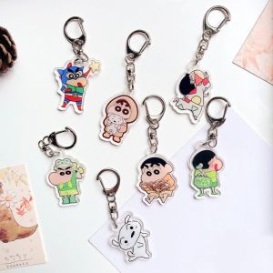 蜡笔小新 XUECHUANGYING Double-sided Crayon Shin Chan Keychain Simulation Acrylic Crayon Shin-Chan Pendant Key Ring Jewelry Nohara Shinnosuke Key Chain Female Lady Girl