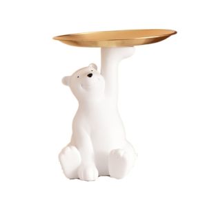 DGTHE รูปหมี ถาดเก็บกุญแจ เรซิน สร้างสรรค์และสร้างสรรค์ ชั้นเก็บของชั้น สไตล์ยุโรป ประณีตประณีตประณีต แผ่นแสดงเก็บของ ทางเข้าก็อก