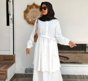 Baju Kurung Melayu Dress Pesta Setelan Wanita Baju Kondangan Kekinian | Set Rok Setelan Tunik Wanita Terbaru One Set Long Tunik Crinkel Airflow | Pakaian Dinas Wanita jumbo | Baju Setelan Wanita Kurung Melayu
