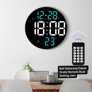 JD-8010 Jam Dinding Digital LED Besar 9 Inch Alarm Free Remote Control