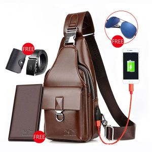 Wallet Stain Resistance Double Hook Buckle Backpack Multifunction with Usb Spacious Crossbody Bag