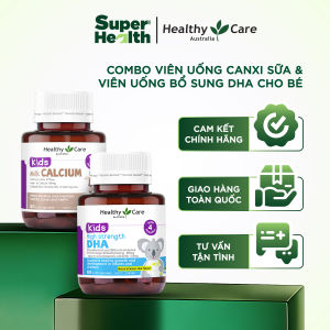 Combo Viên Uống Canxi Sữa Healthy Care Kids Milk Calcium 60 Viên & Viên Uống Bổ Sung Dưỡng Chất Healthy Care DHA 60 Viên