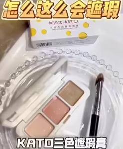 💦官方现货💦KATO遮瑕膏三色奶酪遮瑕盘脸部遮瑕控油不卡粉持久女正品 KATO Concealer Three Colors Cheese Concealer Palette Face Concealer Oil Control Non-Cakey Long-Lasting