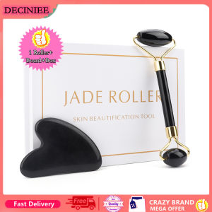 DECINIEE Natural Black / White Jade Roller Face Lifting Tool Massager Jade GuaSh Massage Tool Crystal Stone Jade Facial Massager Set Beauty Skin Care With Box