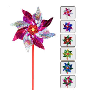 5pcs baling-baling dari kertas / Kincir Angin Laser 7 Petal (Warna random)