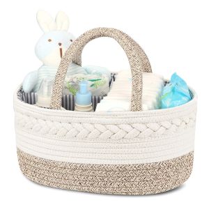 Baby Diaper Caddy Organizer Cotton Rope Diaper Basket Caddy Changing Table Diaper Storage Caddy Baby Baskets for Storage Baby Shower Gifts for Newborn
