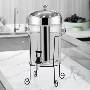 8L Stainless Steel Juice Dispenser with Stand Single Juice Dispenser with Ice Chamber Juice bucket