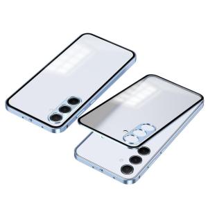 กล่องโลหะสแน็ปด้านเดียวสำหรับ Samsung Galaxy A55 เฟรมอลูมิเนียม ด้านหลังฝ้าโปร่งแสงเกราะป้องกันที่มีความแม่นยำฝาครอบกันกระแทก