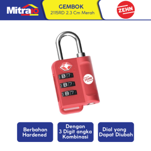 Zehn Gembok 21152Rd 23Mm Red Tsa Combo Padlock