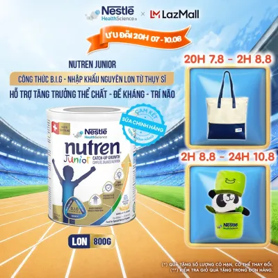 Sữa Bột Dinh Dưỡng Y Học NESTLÉ NUTREN JUNIOR Xuất Xứ Thụy Sĩ Công Thức BIG Hỗ Trợ Tăng Trưởng Thể ChấtTrí NãoĐề Kháng Cho Bé 800G