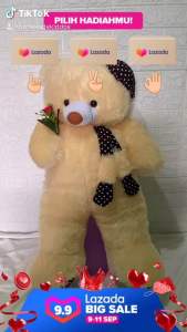 Boneka Teddy Bear Jumbo Syal Mawar / boneka beruang murah