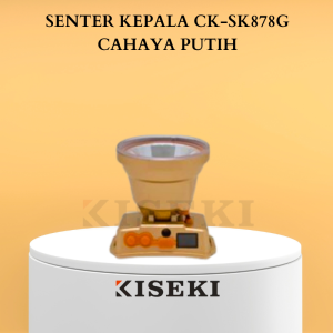 Kiseki Senter Kepala CK-SK878G 100-Watt Cahaya Putih 6600mAH Lithium Baterai Tahan Hingga 15 Jam Penerangan