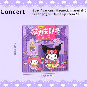 Cute Cartoon Magnetic Quiet Book Toys Sanrio Doll House Book Set Kuromi Dress Up Sticker Books for Girls DIY Toys Gift